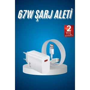 Hızlı Şarj Aleti Adaptörü Kablo Seti 67W Uzun Ömürlü Beyaz