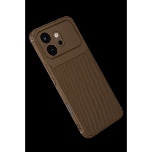 Huawei Honor 600 Auto Fus Karbon Kapak - Kahverengi