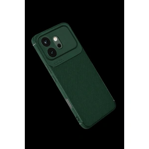 Huawei Honor 600 Auto Fus Karbon Kapak - Koyu Yeşil