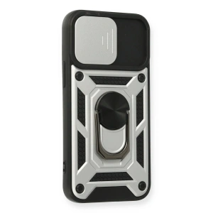 İphone 11 Kılıf Pars Lens Yüzüklü  - Gümüş