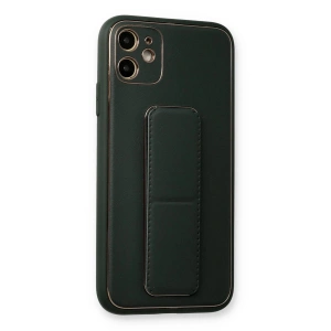 İphone 12 Kılıf Co Deri Standlı Kapak - Füme