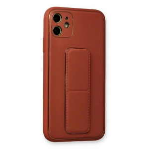 İphone 12 Kılıf Co Deri Standlı Kapak - Fuşya