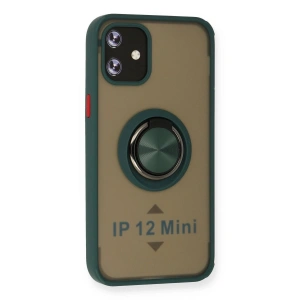 İphone 12 Kılıf Montreal Yüzüklü  Kapak - Yeşil