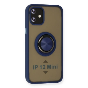 İphone 12 Mini Kılıf Montreal Yüzüklü  Kapak - Lacivert