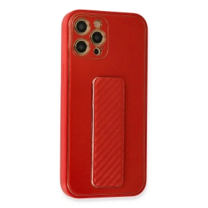 İphone 12 Pro Kılıf Co Karbon Standlı Kapak - Kırmızı