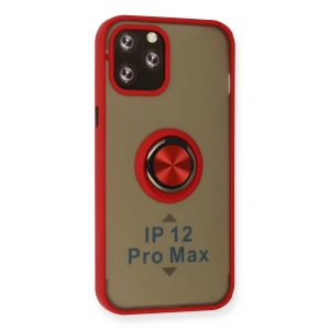 İphone 12 Pro Kılıf Montreal Yüzüklü  Kapak - Kırmızı