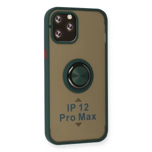 İphone 12 Pro Kılıf Montreal Yüzüklü  Kapak - Yeşil