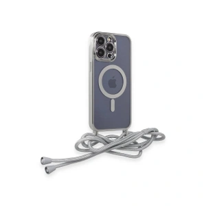 İphone 12 Pro Max Kılıf Divo Lazer Askılı Magsafe Kapak - Gümüş
