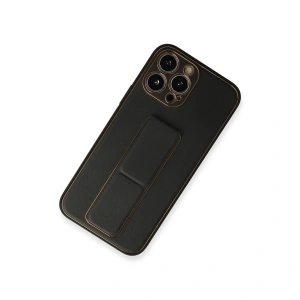 İphone 13 Pro Kılıf Co Deri Standlı Kapak - Siyah