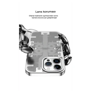 İphone 13 Pro Max Kılıf Mekanik Bumper Kapak - Gümüş