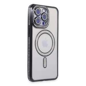 İphone 14 Pro Kılıf Joke Simli Magneticsafe Kılıf - Siyah