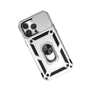 İphone 14 Pro Kılıf Pars Lens Yüzüklü  - Gümüş