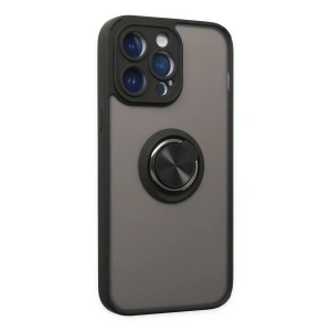 İphone 14 Pro Max Kılıf Montreal Yüzüklü  Kapak - Siyah