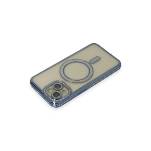 İphone 15 Kılıf Joke Simli Magneticsafe Kılıf - Lacivert