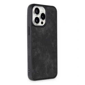 İphone 15 Pro Kılıf Aras Deri Kapak - Siyah
