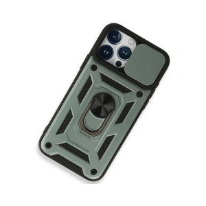 İphone 15 Pro Kılıf Pars Lens Yüzüklü  - Yeşil
