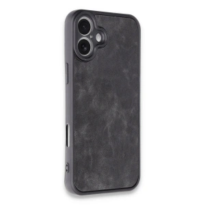 İphone 16 Plus Kılıf Aras Deri Kapak - Siyah