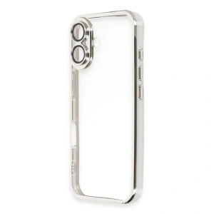 İphone 16 Plus Kılıf  Lensli  - Gümüş