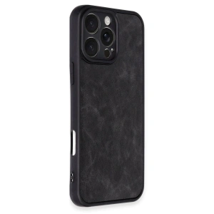 İphone 16 Pro Kılıf Aras Deri Kapak - Siyah
