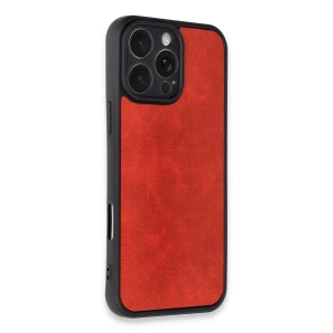 İphone 16 Pro Max Kılıf Aras Deri Kapak - Kırmızı