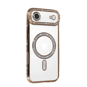 İphone 17 Air Joke Simli Magneticsafe Kılıf - Gold