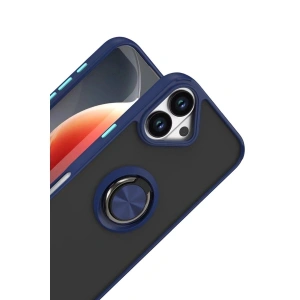 İphone 17 Montreal Yüzüklü  Kapak - Lacivert