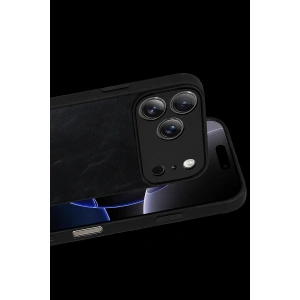 İphone 17 Pro Aras Deri Kapak - Siyah