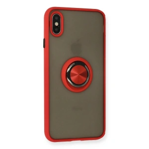 İphone X Kılıf Montreal Yüzüklü  Kapak - Kırmızı