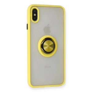 İphone X Kılıf Montreal Yüzüklü  Kapak - Sarı