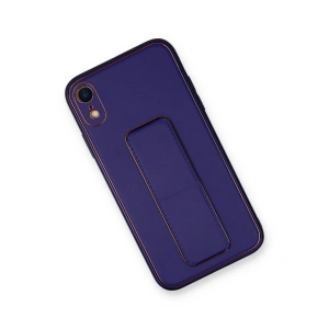 İphone Xr Kılıf Co Deri Standlı Kapak - Mor