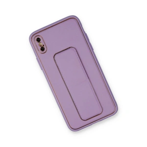 İphone Xs Max Kılıf Co Deri Standlı Kapak - Koyu Lila