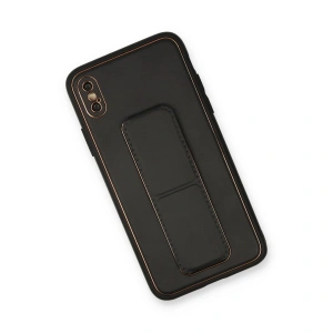 İphone Xs Max Kılıf Co Deri Standlı Kapak - Siyah