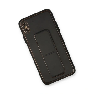 İphone Xs Max Kılıf Co Deri Standlı Kapak - Siyah