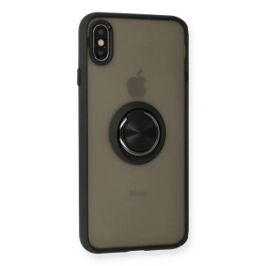 İphone Xs Max Kılıf Montreal Yüzüklü  Kapak - Siyah