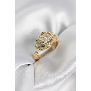 Jaguar Model Gold Renk Zirkon Taşlı Kadın Yüzük