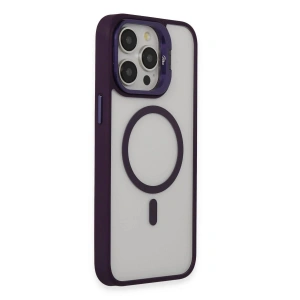 Joko  İphone 14 Pro Kılıf  Lens Magsafe Standlı Kapak - Derin Mor