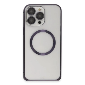 Joko  İphone 14 Pro Kılıf Metal Bumper Magneticsafe Kapak - Derin Mor