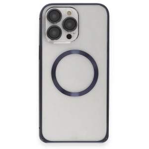 Joko  İphone 15 Pro Max Kılıf Metal Bumper Magneticsafe Kapak - Lacivert