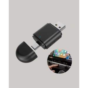 Kablosuz CarPlay Adaptörü – USBA & TypeC Uyumlu Hızlı Bağlantı Cihazı