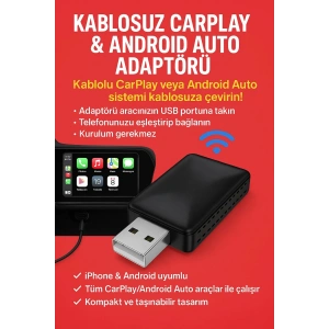 Kablosuz CarPlay & Android Auto Adaptörü  Apple ve Android Cihazlar İçin Evrensel Wireless Carplay Çevirici (  )