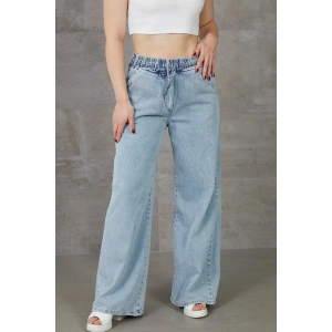 Kadın Beli Lastikli Rahat Kesim Kot Pantolon