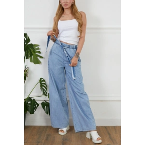 Kadın Rahat Kesim Beli Lastikli İ̇nce Kot Pantolon