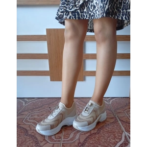 Kadın Yüksek Taban Rahat Şık Günlük Spor Ayakkabı Bej Renk