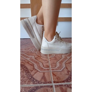 Kadın Yüksek Taban Rahat Şık Günlük Spor Ayakkabı Bej Renk