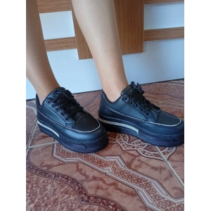 Kadın Yüksek Taban Rahat Şık Günlük  Spor Ayakkabı Siyah Renk