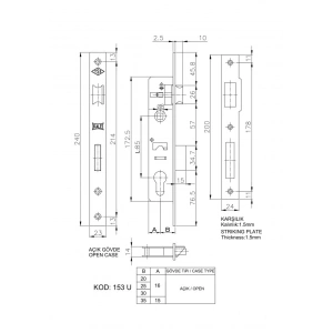 Kale 153 U 25 mm Dilli Silindirli Kilit