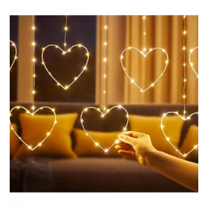 Kalpli Perde LED Işıklar, Sevgililer Günü Romantik LED Aydınlatma