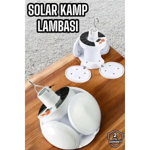 Kamp Lambası Işıldak Beyaz Işık Güneş Enerjili Solar Aydınlatma 5 Kanatlı Katlanabilir Yeni Nesil