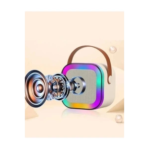 Karaoke Kablosuz Hoparlör Mikrofonlu Rgb Işıklı Bluetooth Spe Tf Kart/usb Siyah