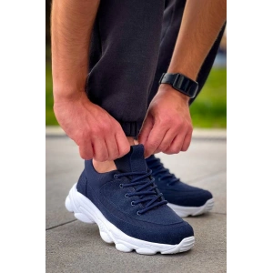 KB-707   Lacivert Süet Yüksek Taban Bağcıklı Günlük Erkek Ayakkabı